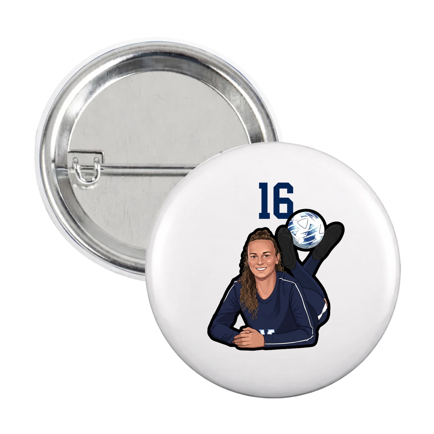Game Day Button — Number Top in White