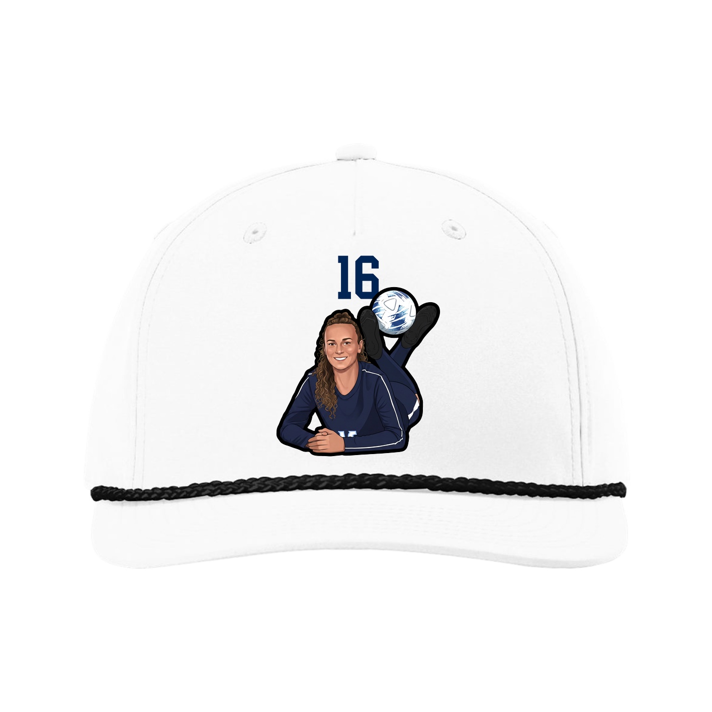 Five-Panel Classic Rope Cap — Number Top in White