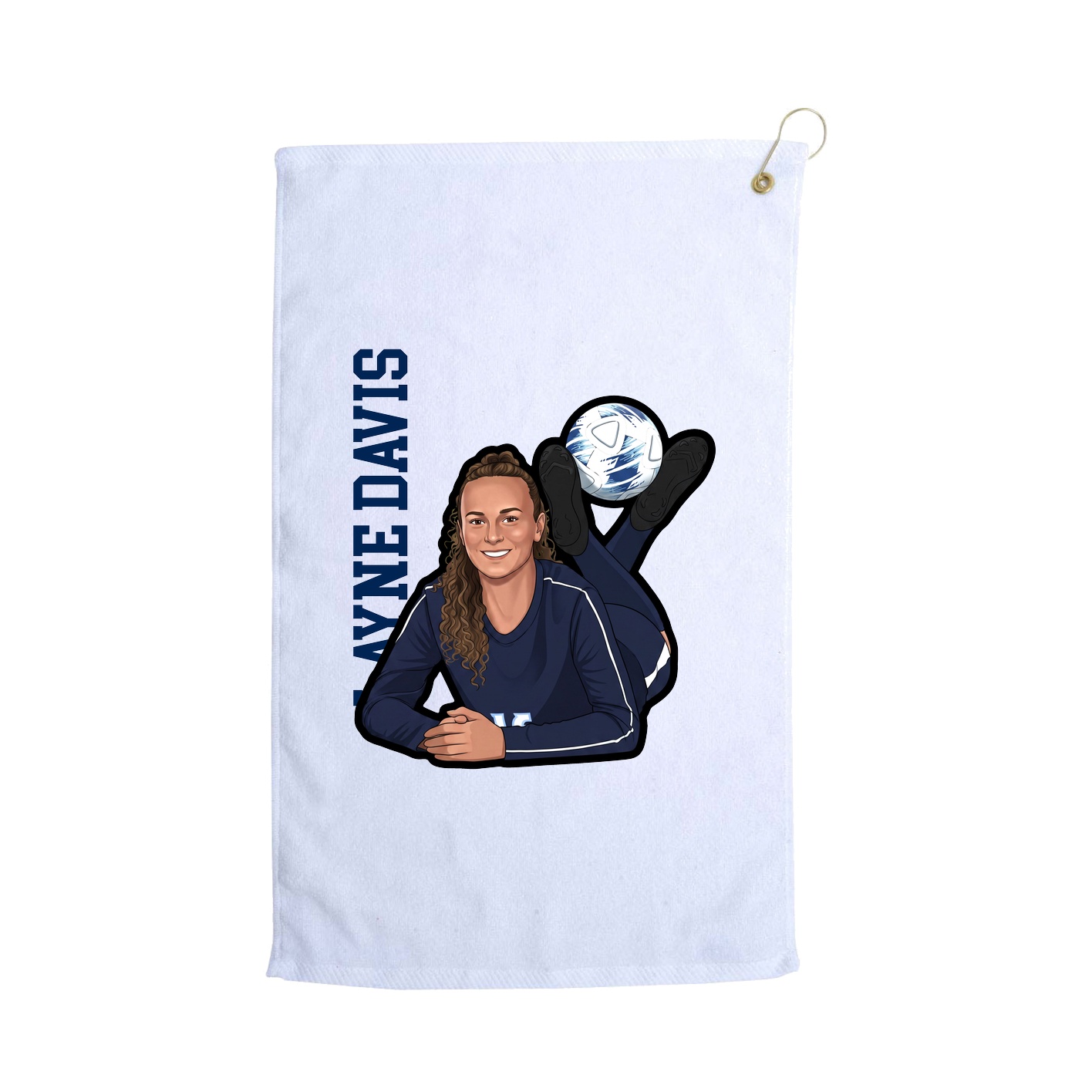 Golf Towel — Name Vertical in White