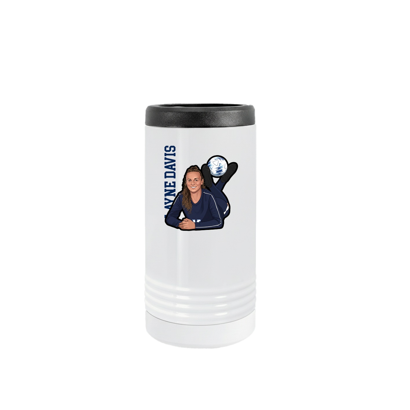 Slim Beverage Holder — Name Vertical in White