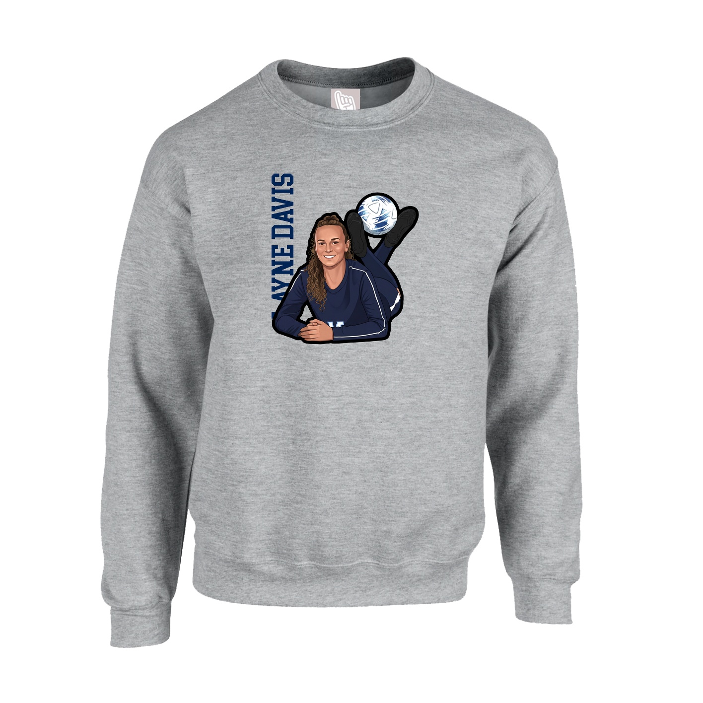 Fleece Crew — Name Vertical in Grey