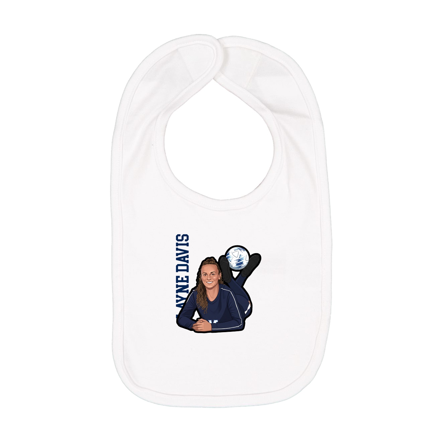 Infant Bib — Name Vertical in White