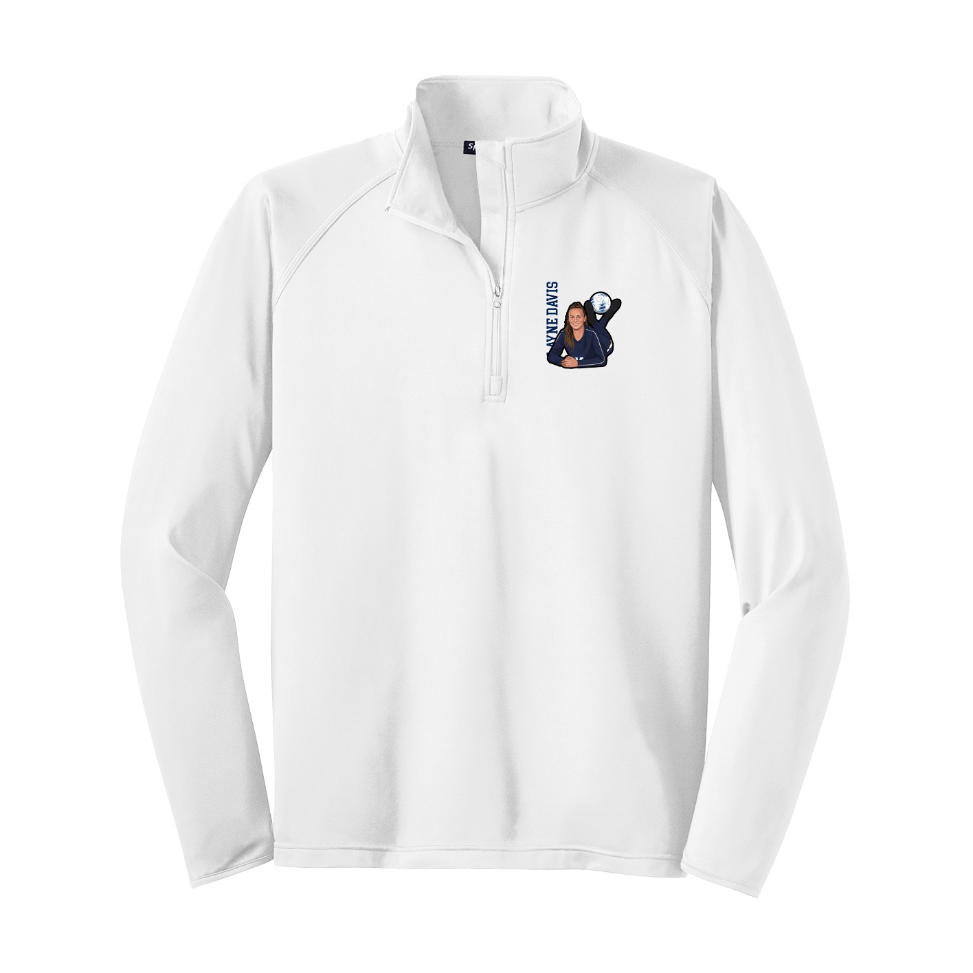 Q-Zip Pullover — Name Vertical in White