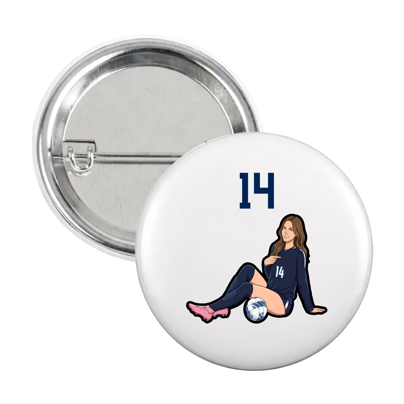 Game Day Button — Number Top in White