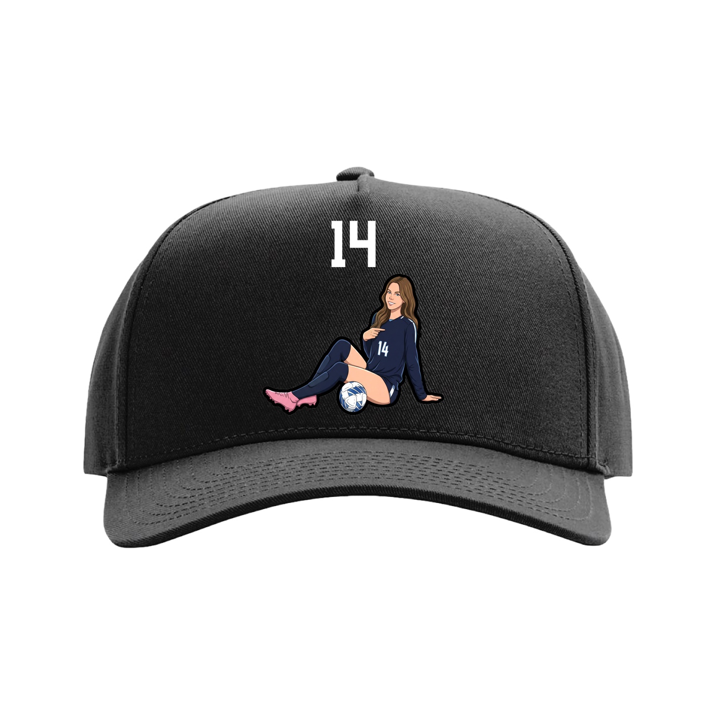 Full Fabric Five-Panel Champ Cap — Number Top in Black