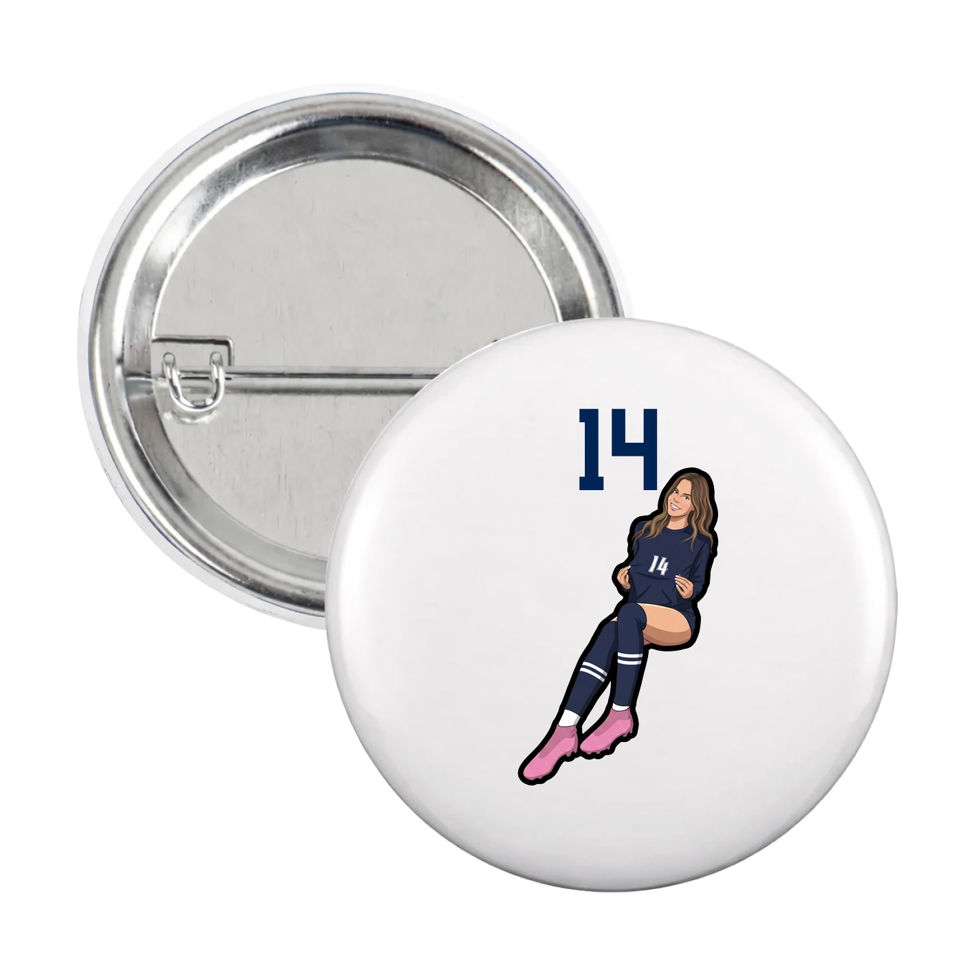 Game Day Button — Number Top in White