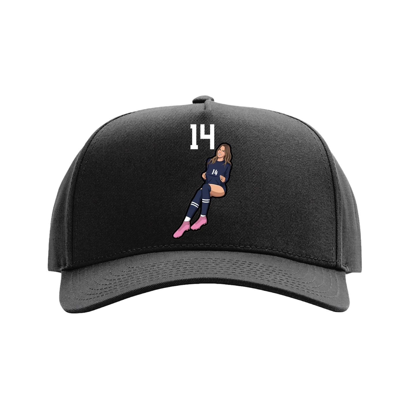 Full Fabric Five-Panel Champ Cap — Number Top in Black