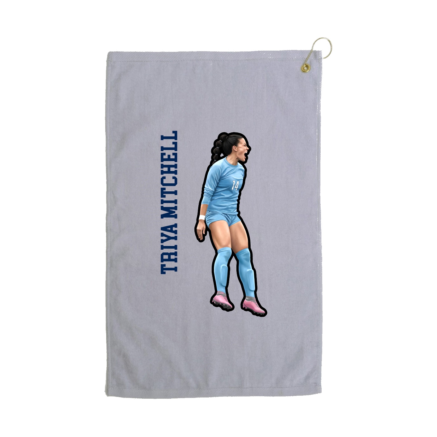 Golf Towel — Name Vertical in Grey