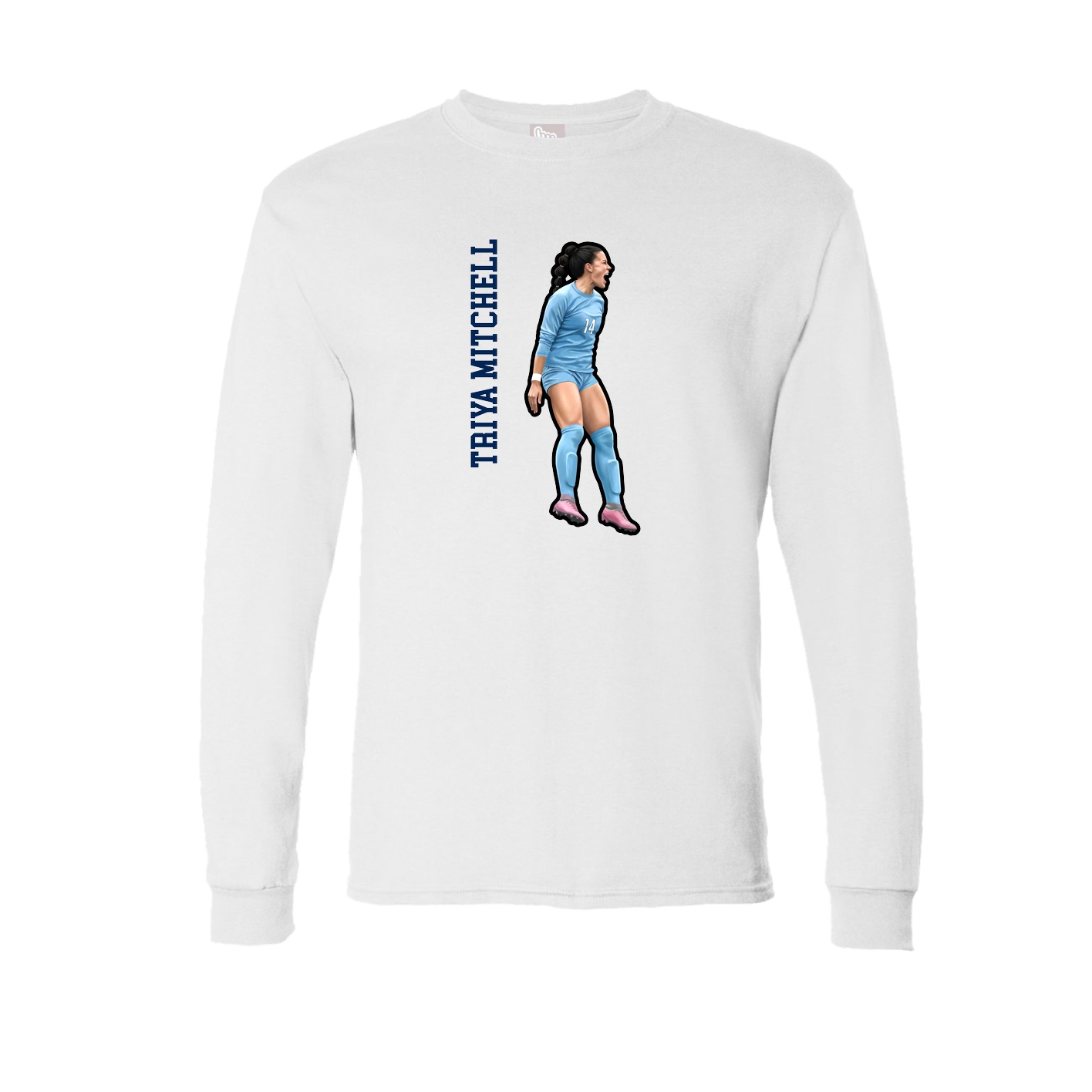 Long Sleeve Tee — Name Vertical in White