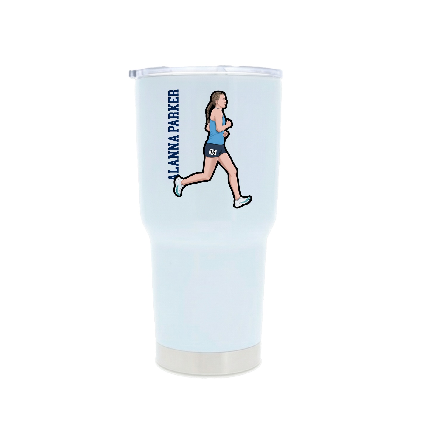 30oz Stainless Steel Tumbler — Name Vertical in White