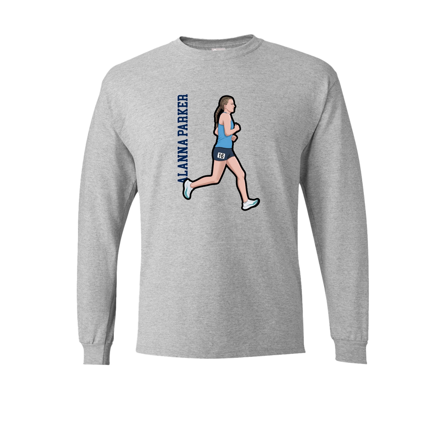Long Sleeve Tee — Name Vertical in Grey