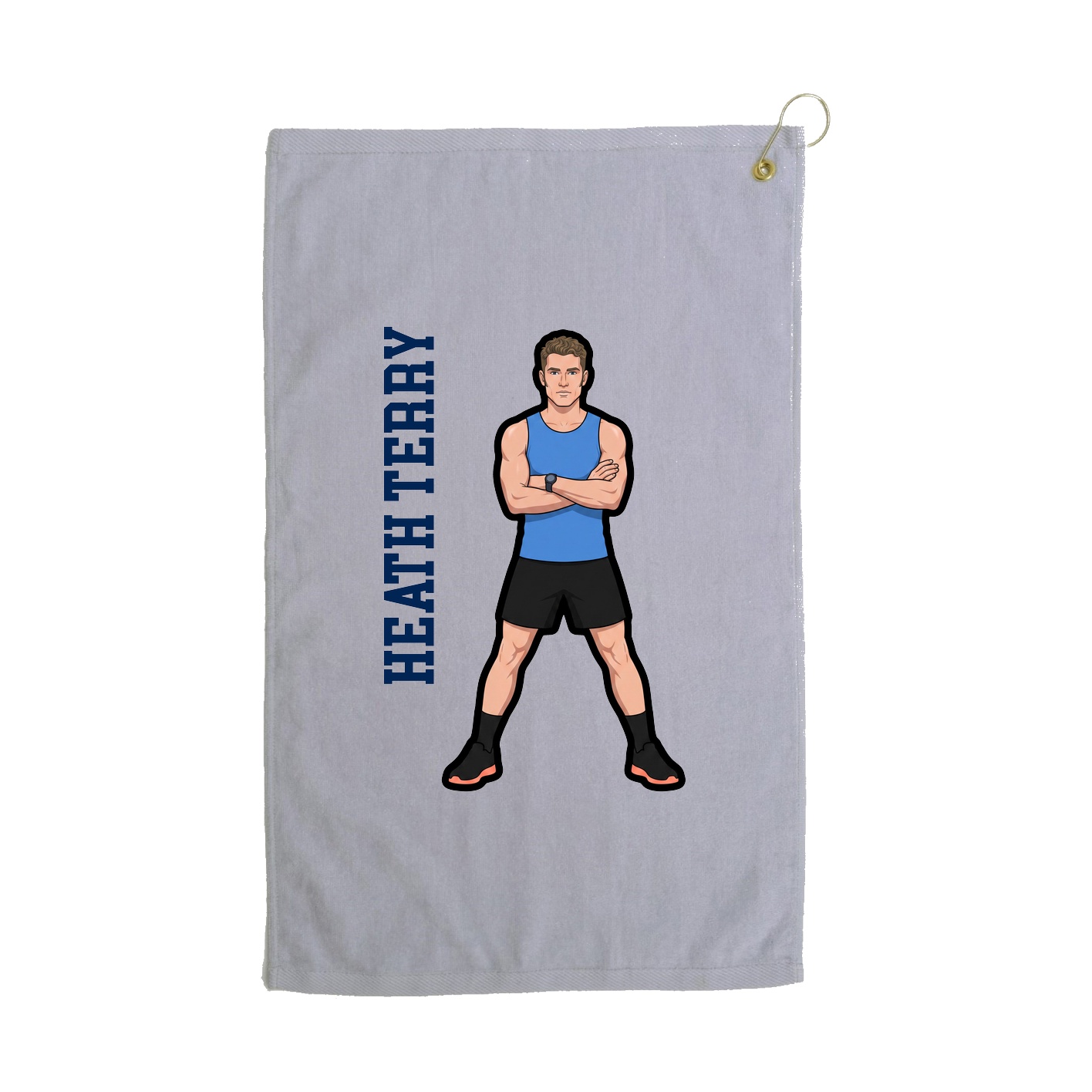 Golf Towel — Name Vertical in Grey