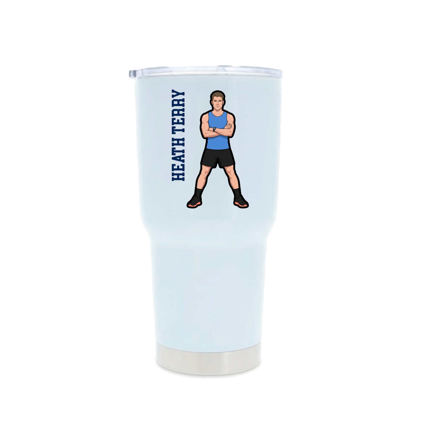 30oz Stainless Steel Tumbler — Name Vertical in White