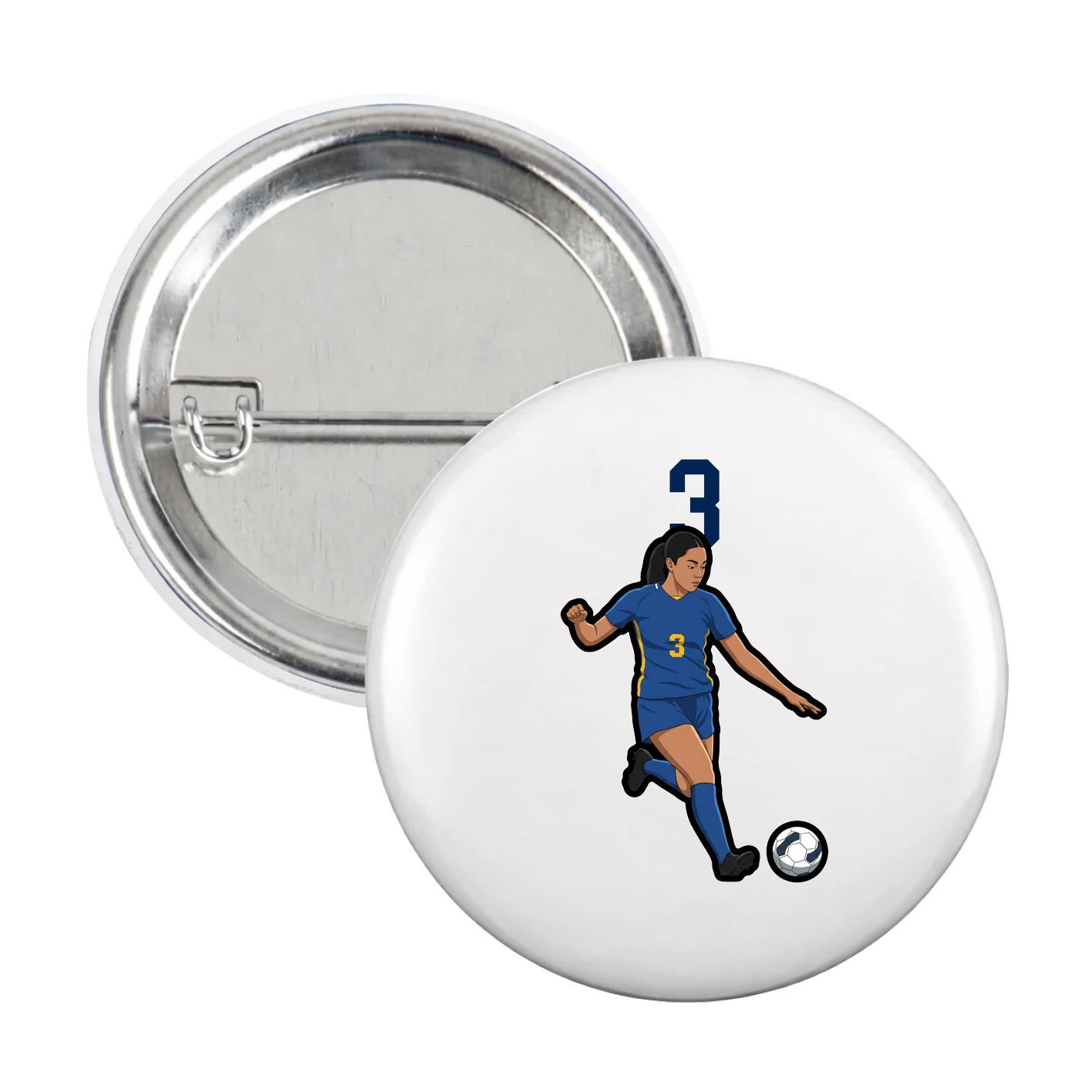 Game Day Button — Number Top in White