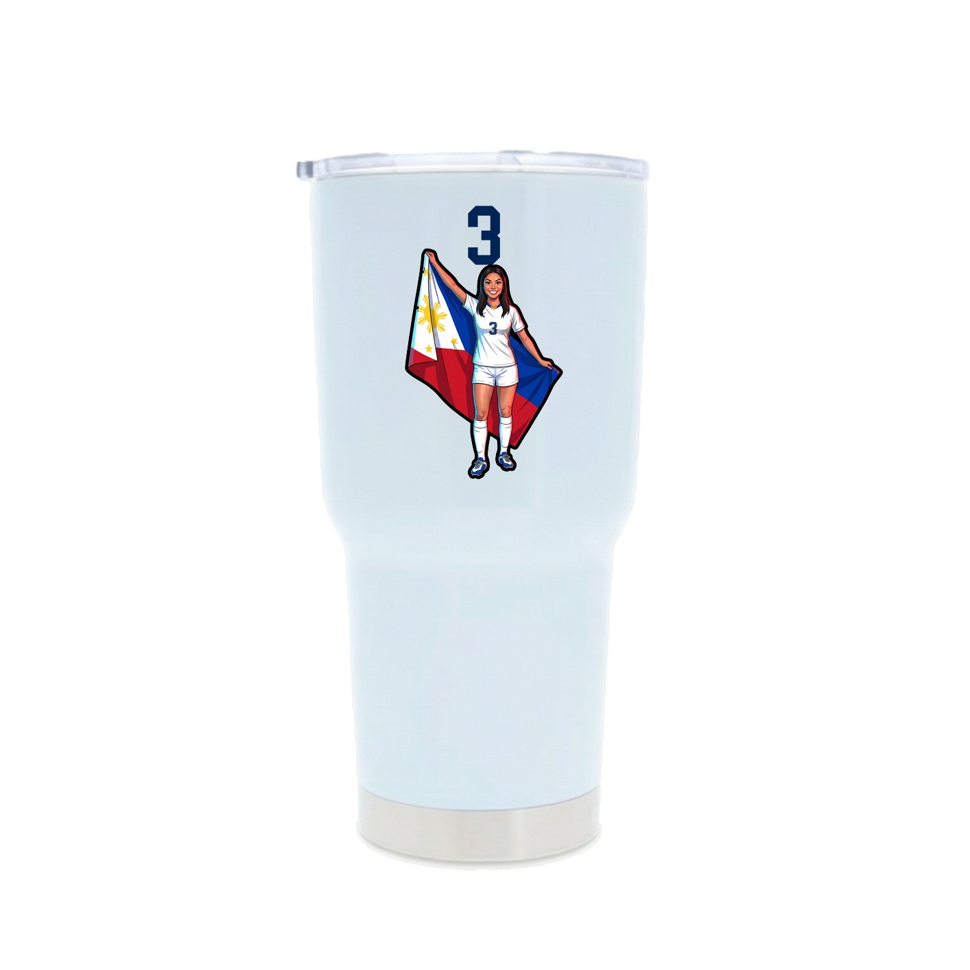 30oz Stainless Steel Tumbler — Number Top in White