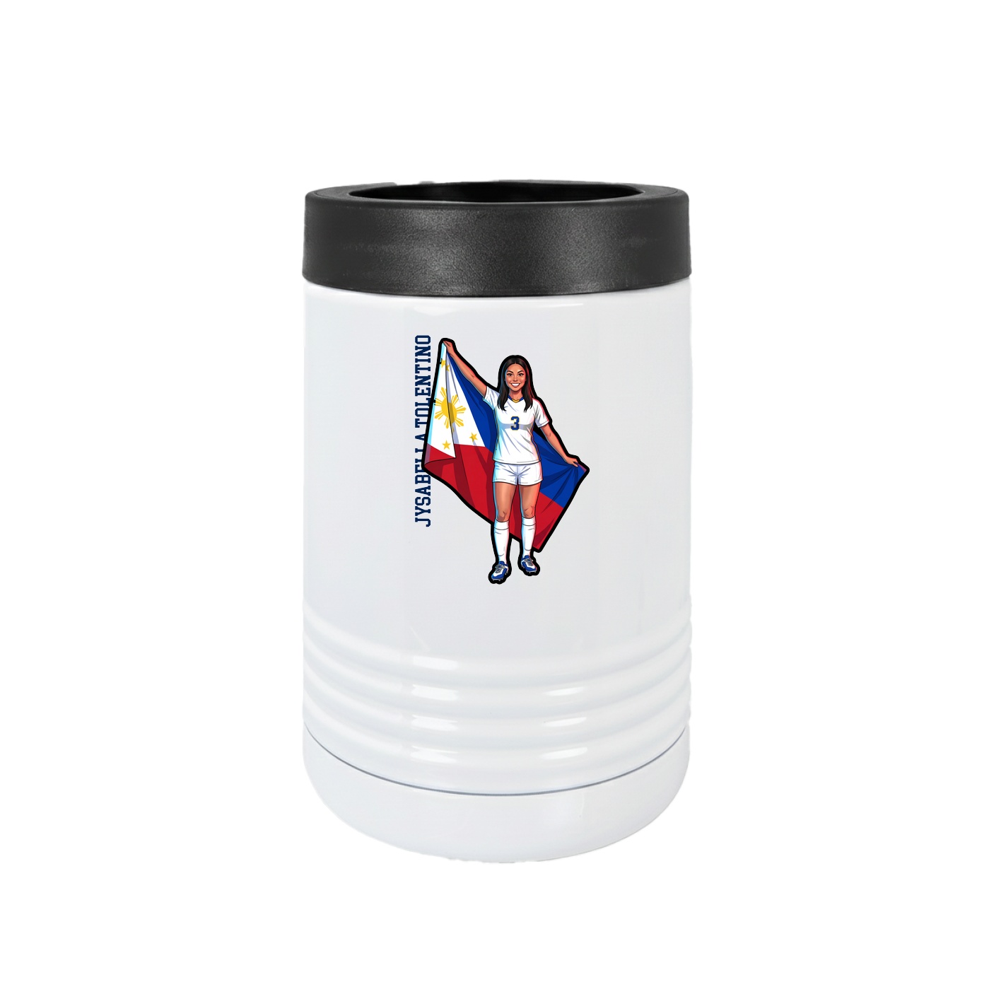 Beverage Holder — Name Vertical in White