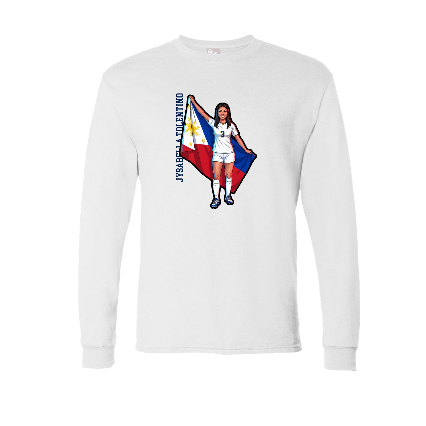 Long Sleeve Tee — Name Vertical in White