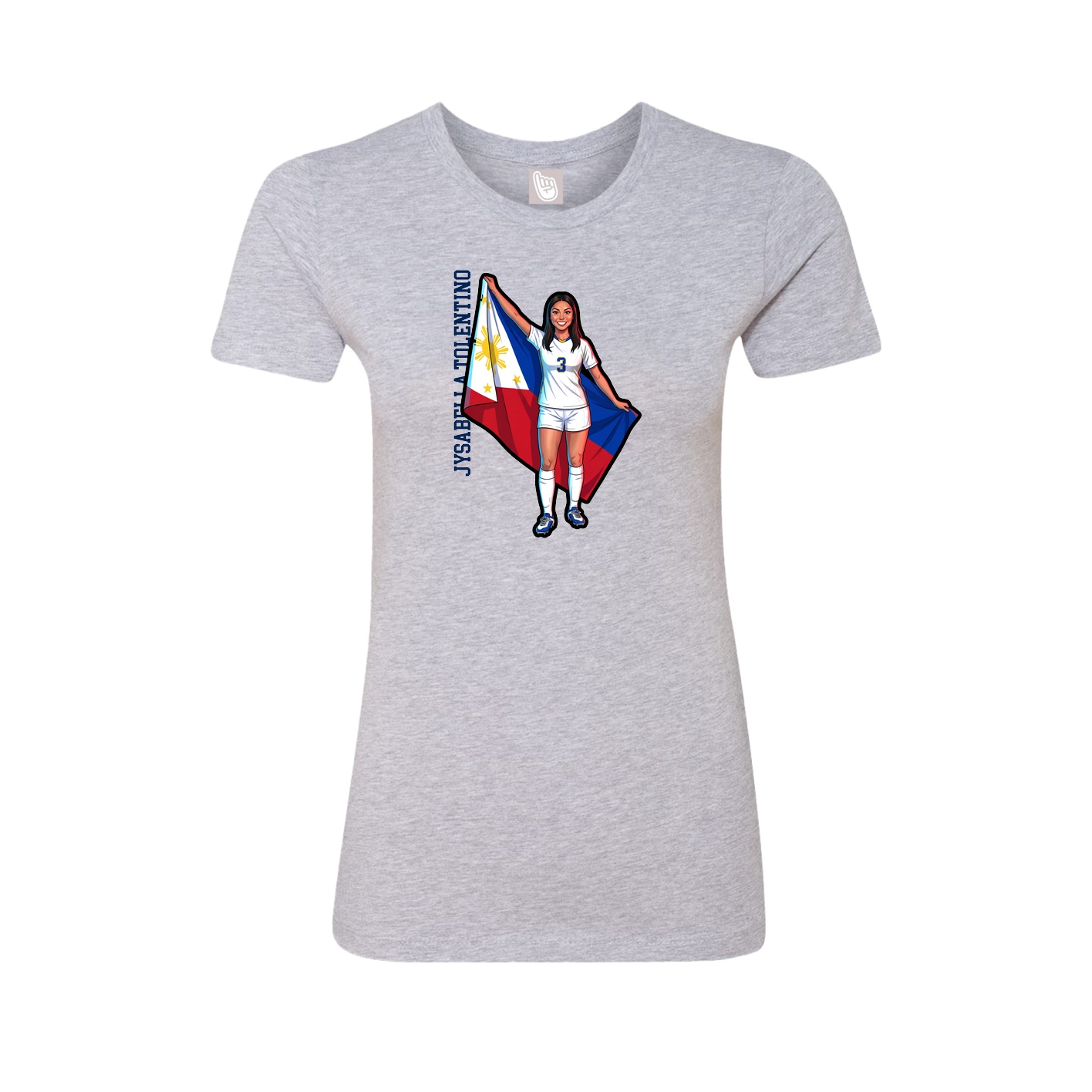 Fitted Women's Tee — Name Vertical in Grey