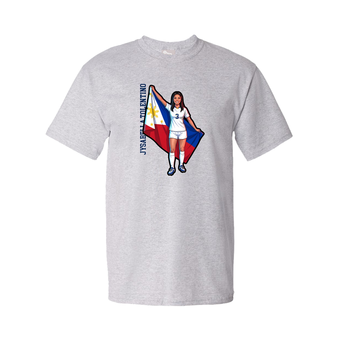 Youth Tee — Name Vertical in Grey