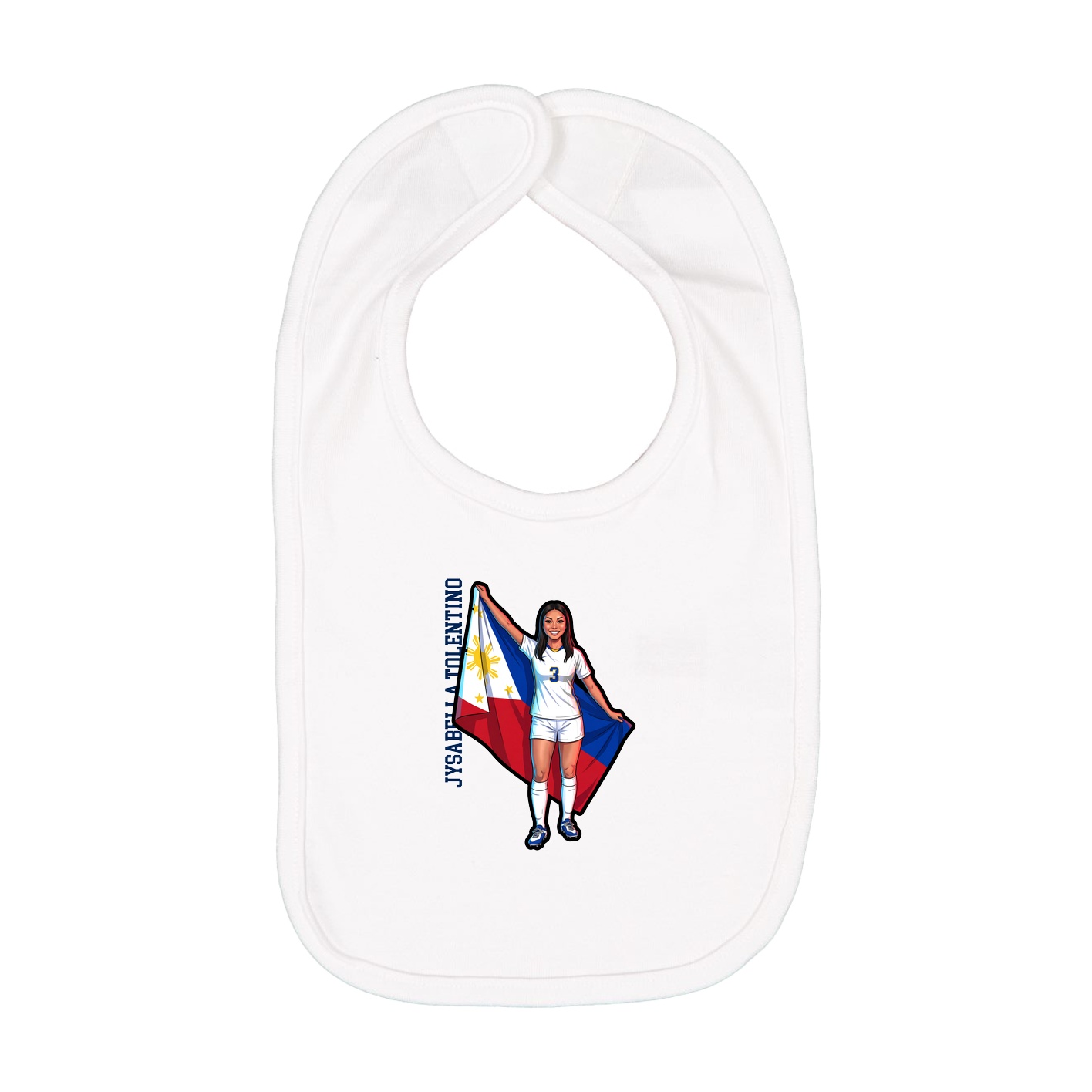 Infant Bib — Name Vertical in White