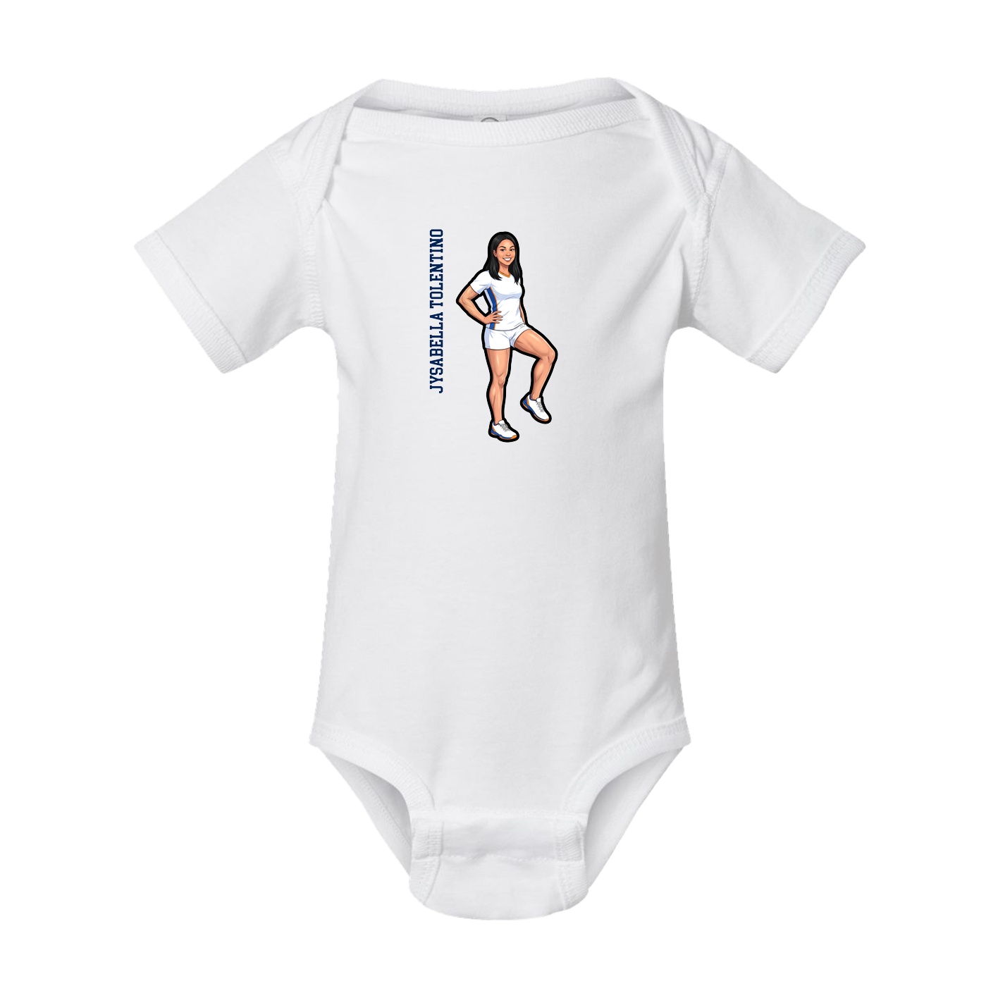 Baby Onesie — Name Vertical in White