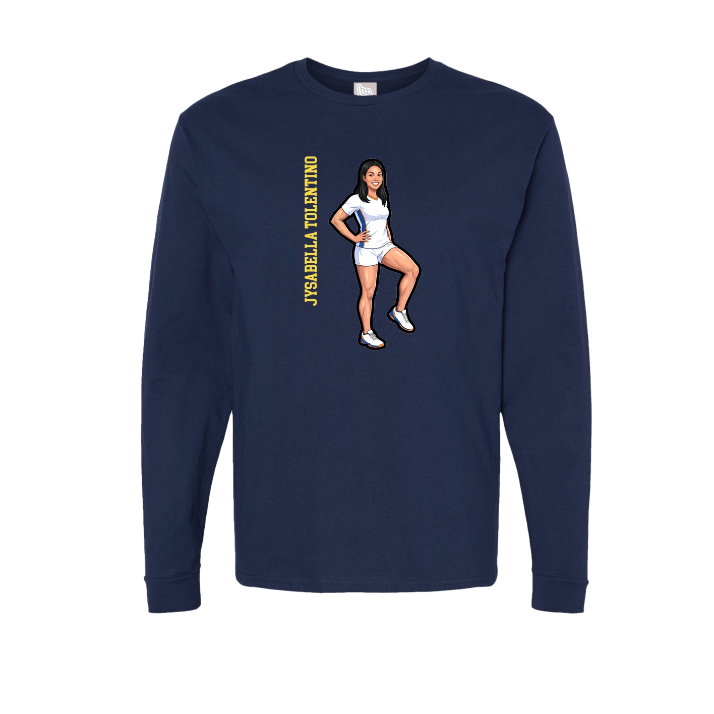 Long Sleeve Tee — Name Vertical in Navy