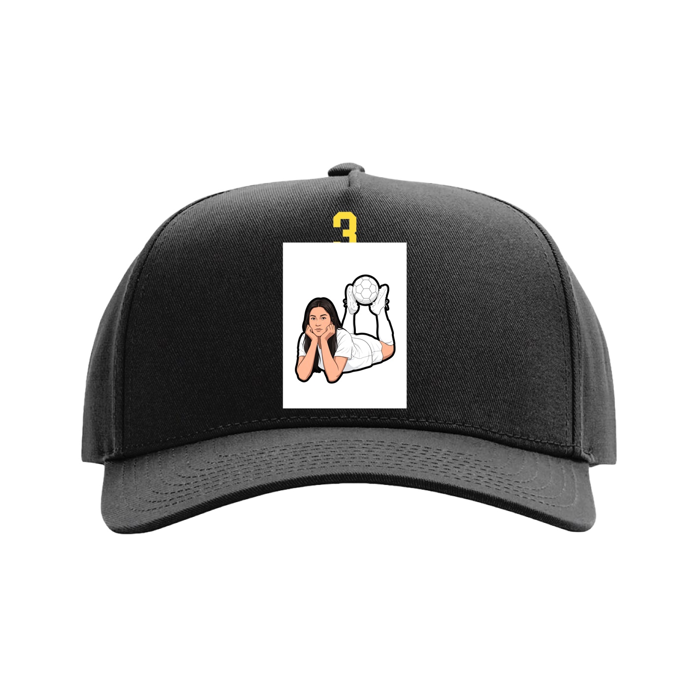 Full Fabric Five-Panel Champ Cap — Number Top in Black