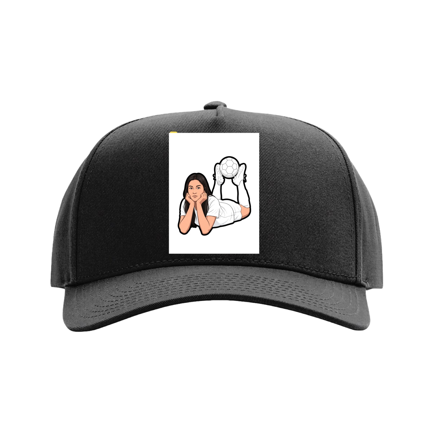 Full Fabric Five-Panel Champ Cap — Name Vertical in Black