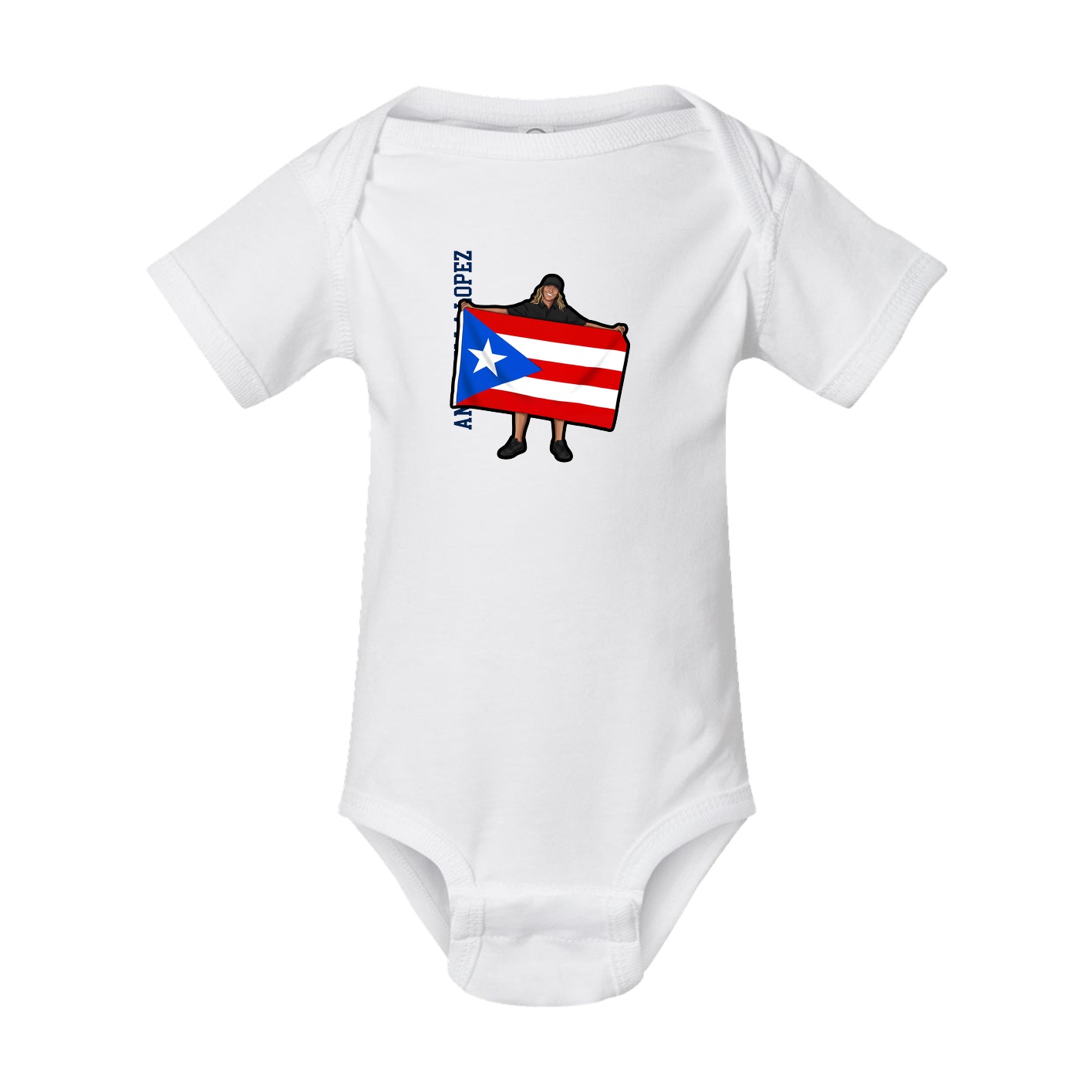 Baby Onesie — Name Vertical in White