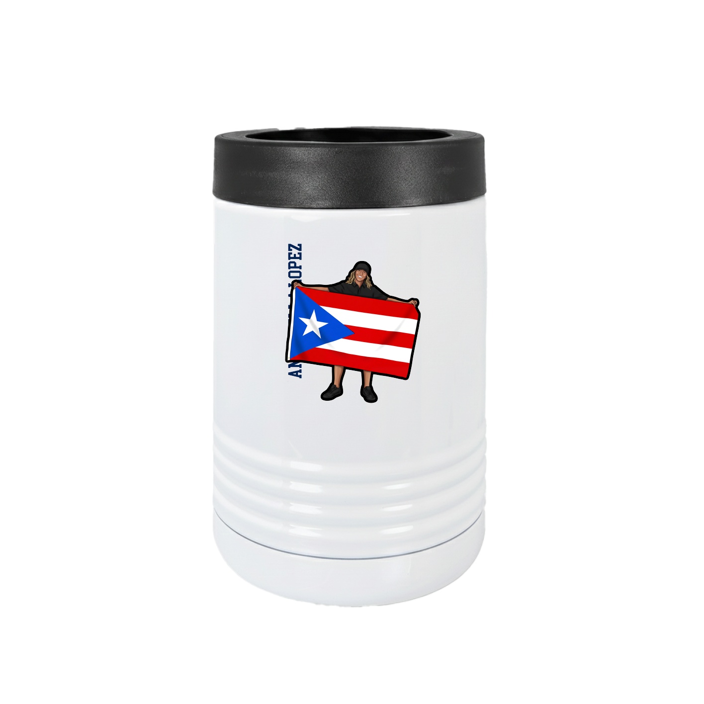 Beverage Holder — Name Vertical in White