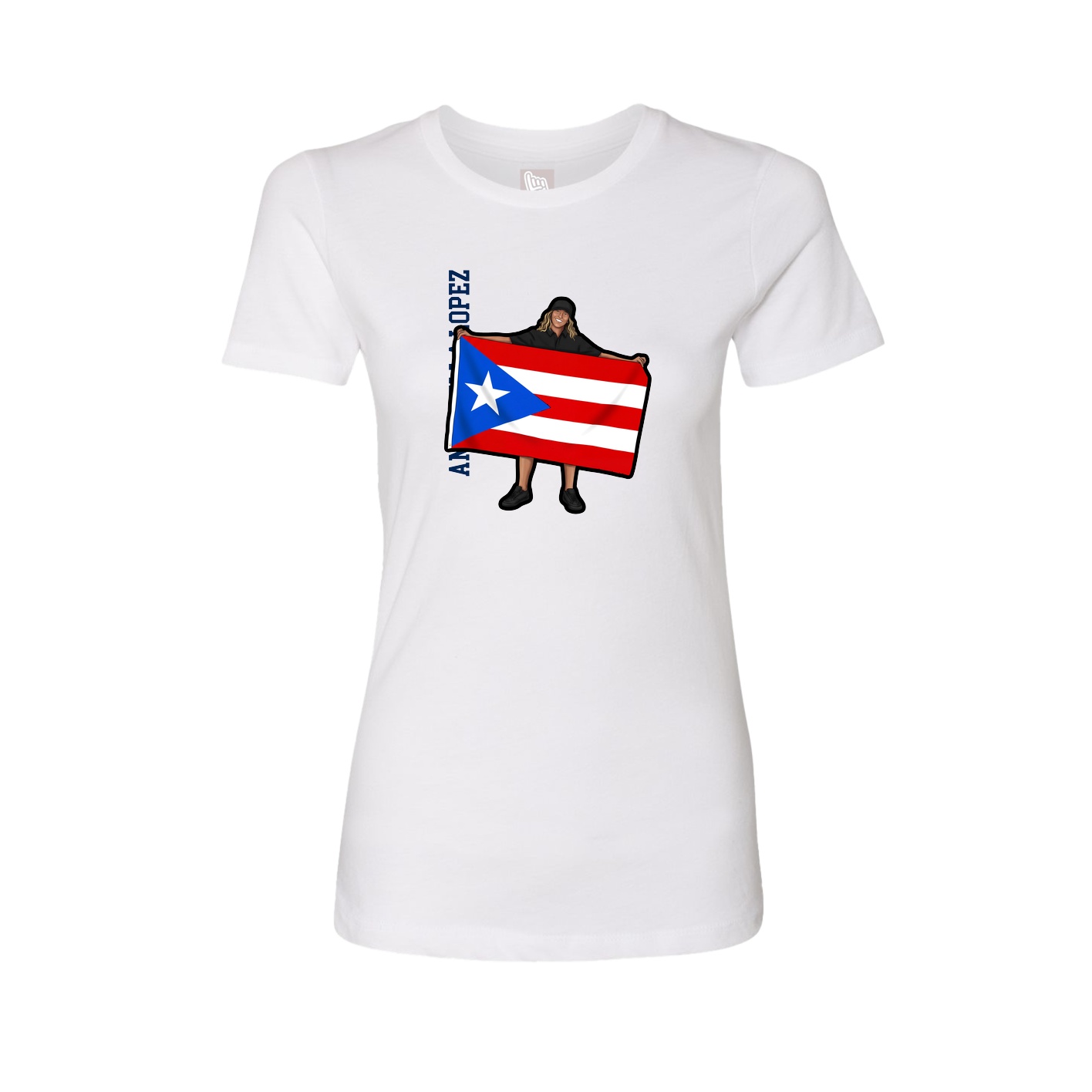 Fitted Women's Tee — Name Vertical in White