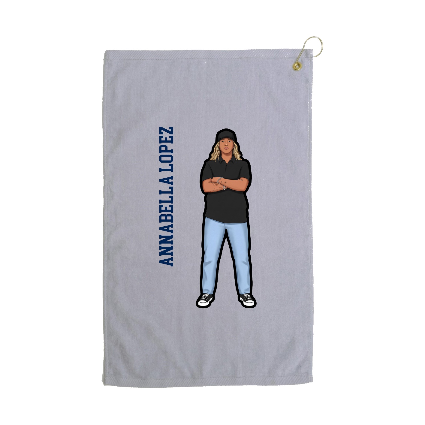 Golf Towel — Name Vertical in Grey