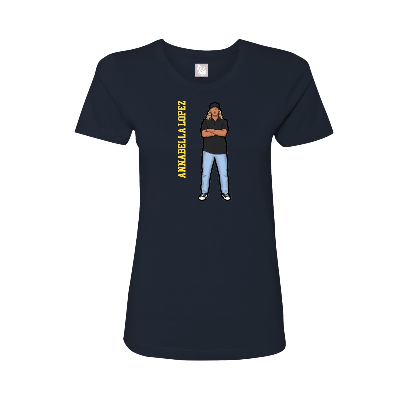 Fitted Women's Tee — Name Vertical in Navy