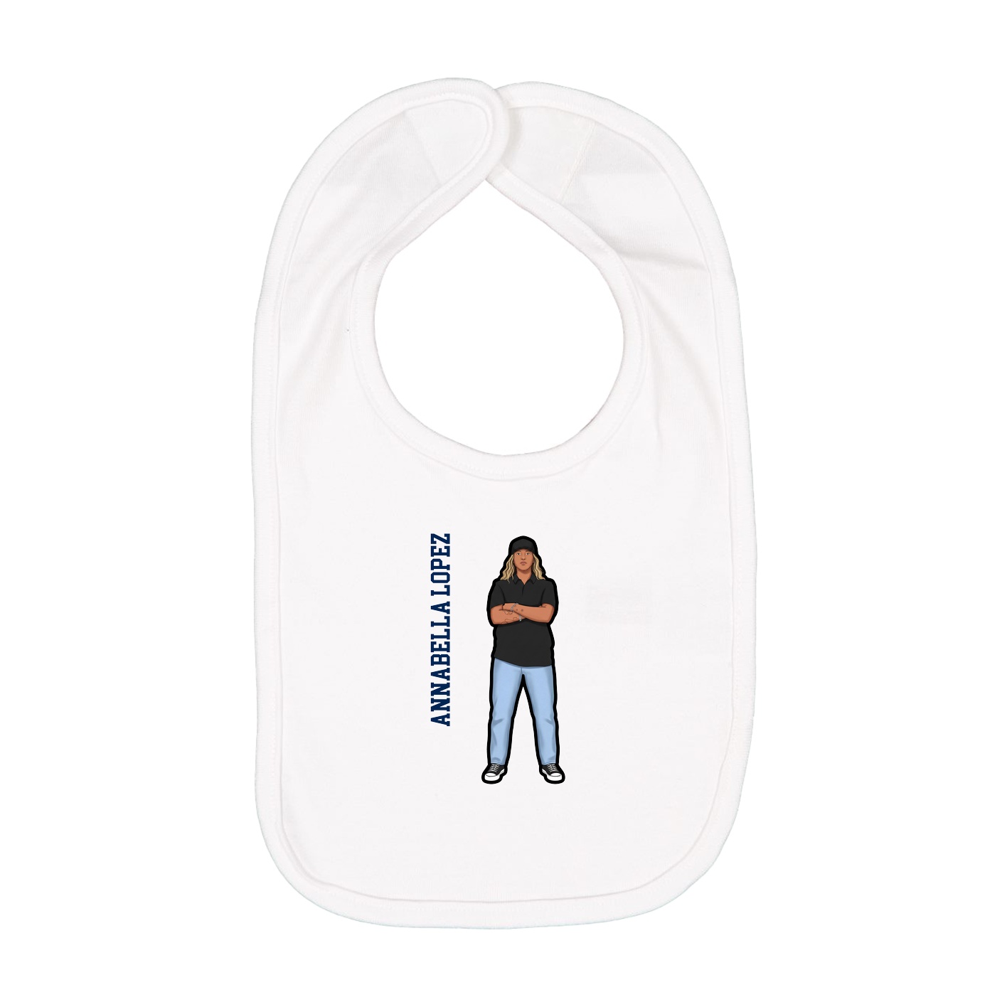 Infant Bib — Name Vertical in White
