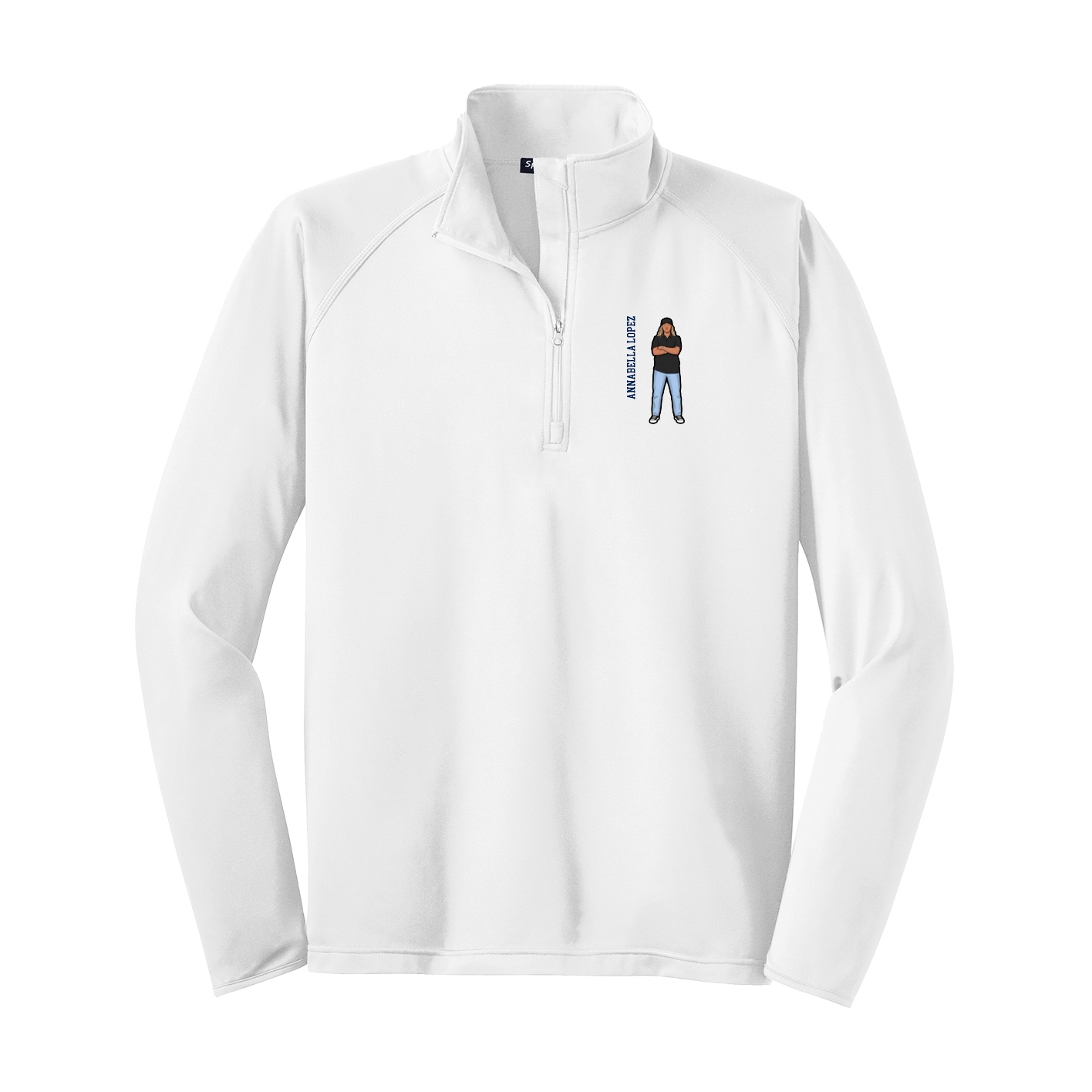 Q-Zip Pullover — Name Vertical in White