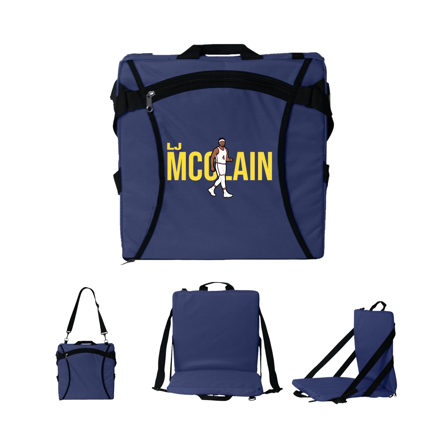 Folding Stadium Seat — Player Name in Navy