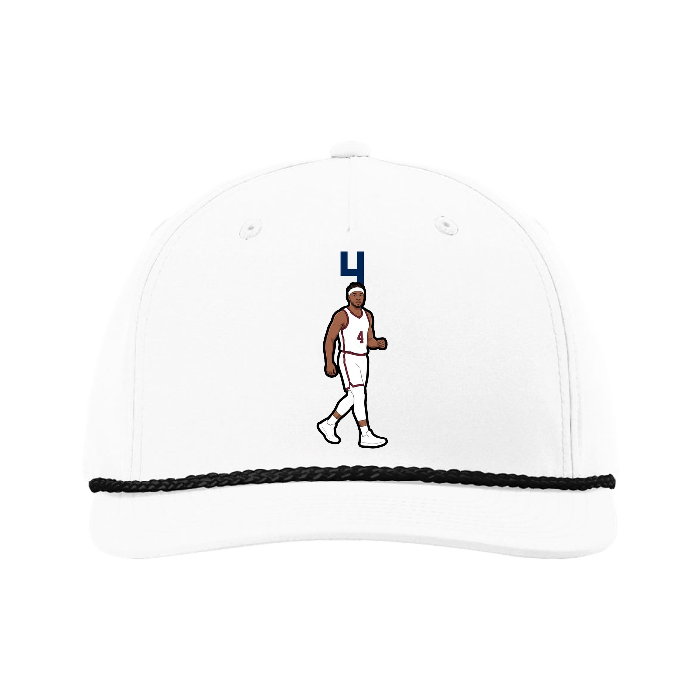 Five-Panel Classic Rope Cap — Number Top in White