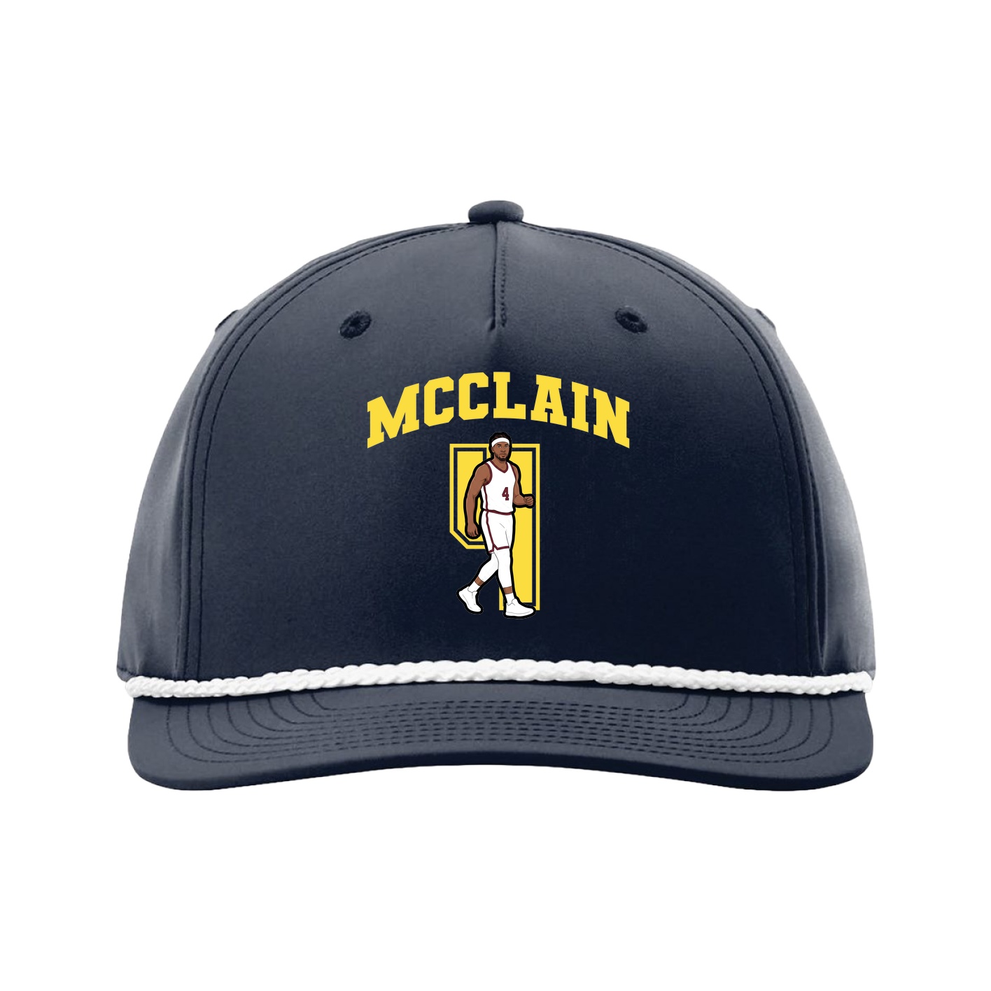 Five-Panel Classic Rope Cap — Number in Navy