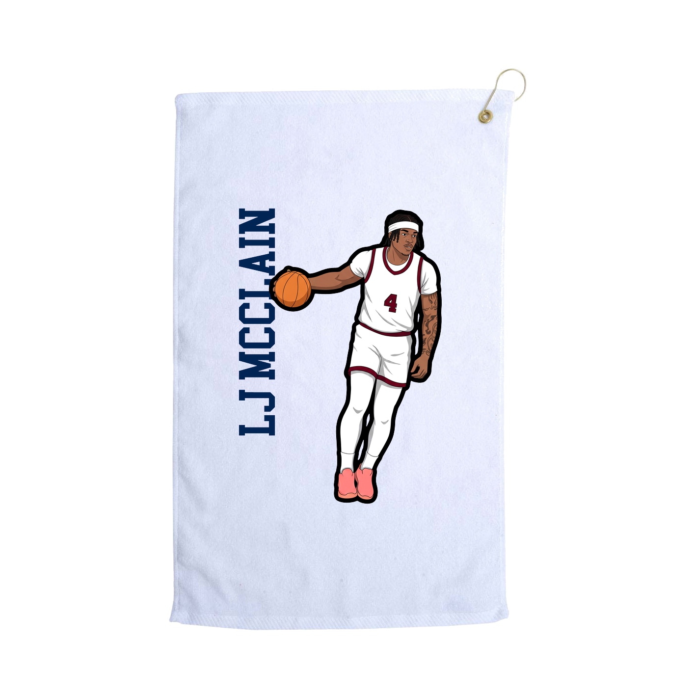 Golf Towel — Name Vertical in White