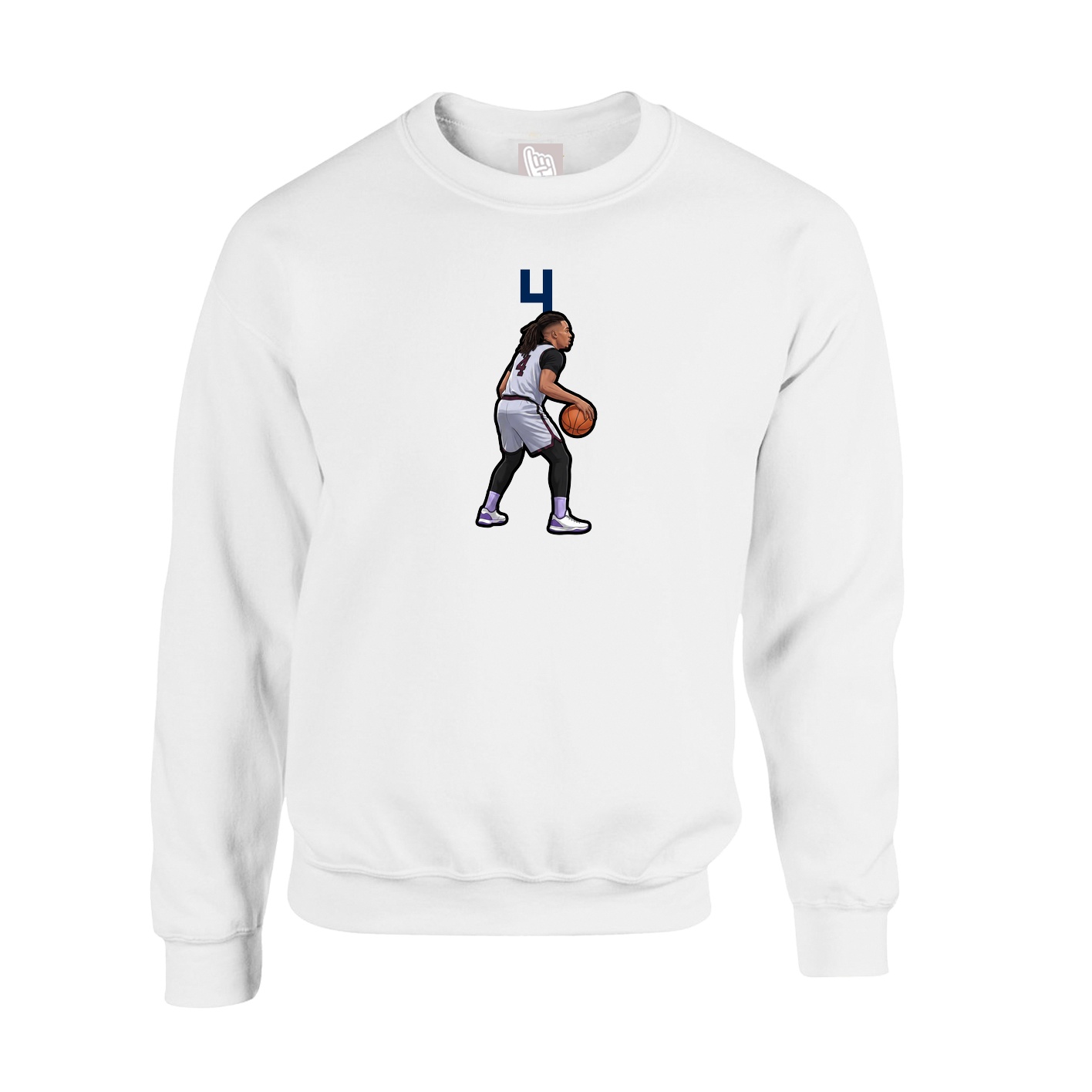 Fleece Crew — Number Top in White