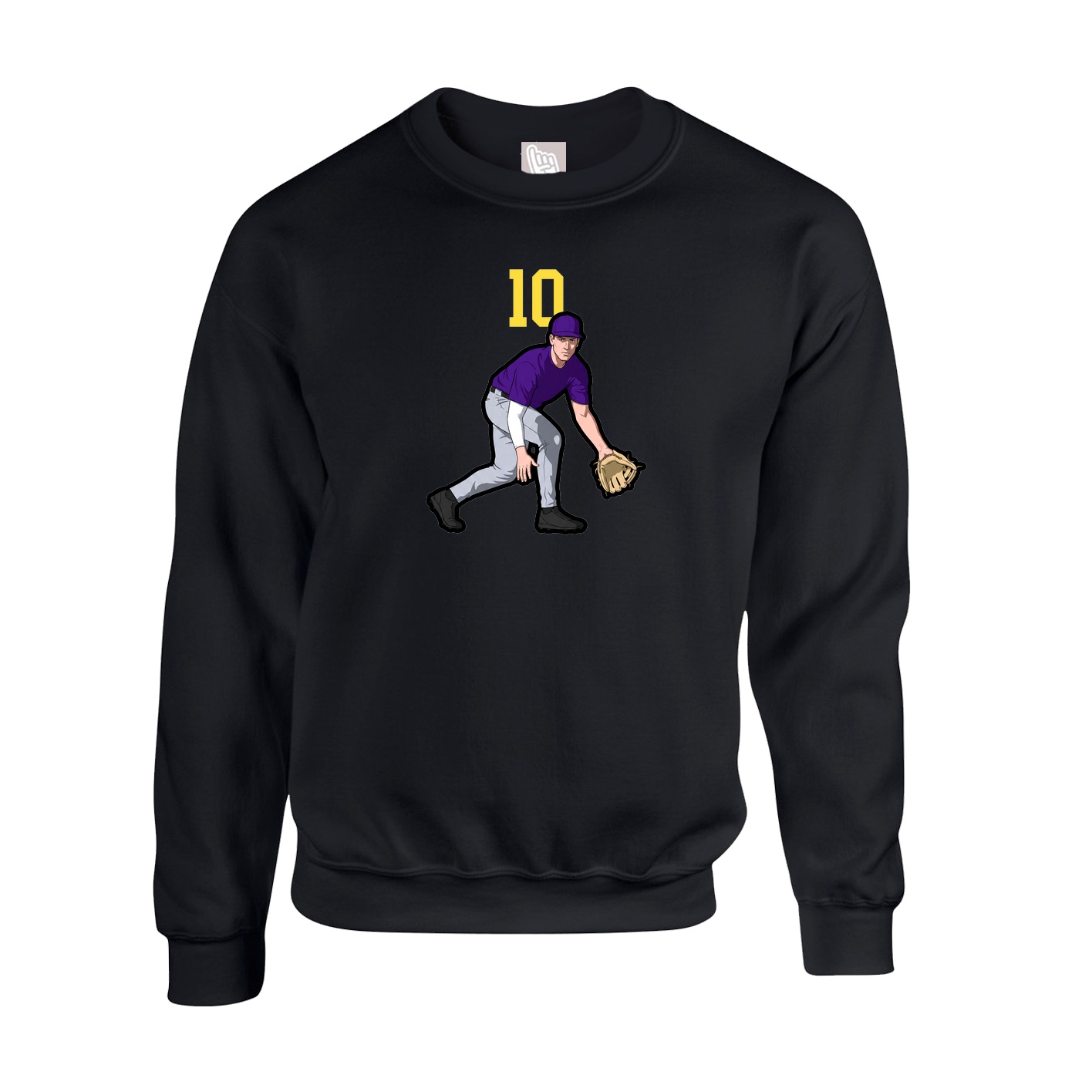 Fleece Crew — Number Top in Black