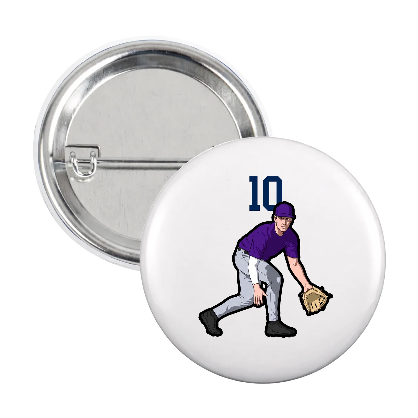 Game Day Button — Number Top in White