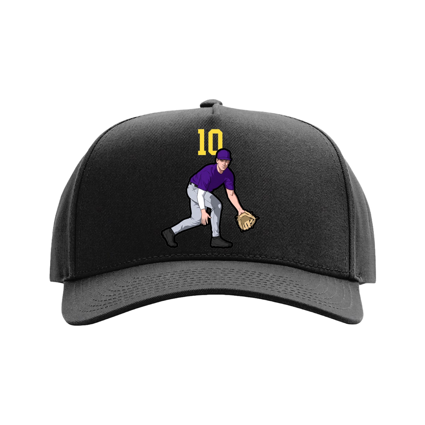 Full Fabric Five-Panel Champ Cap — Number Top in Black