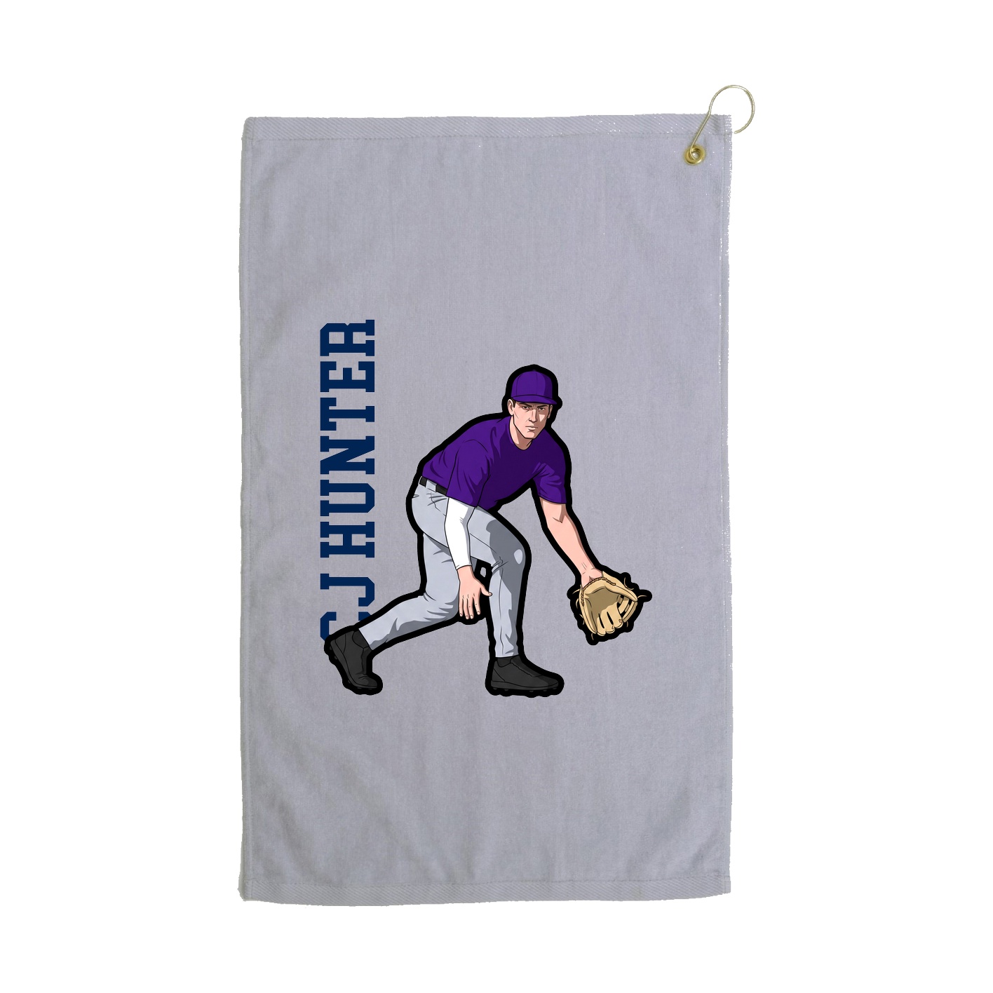 Golf Towel — Name Vertical in Grey