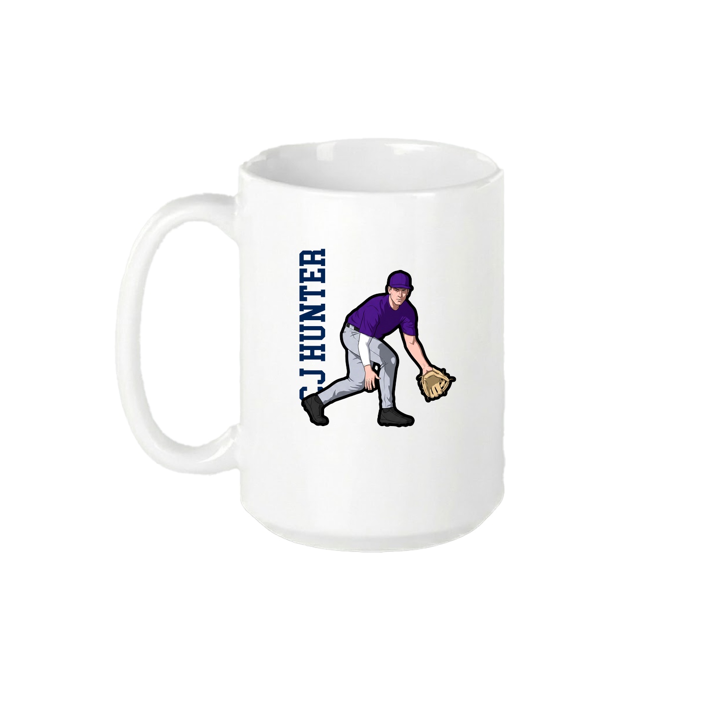15oz Coffee Mug — Name Vertical in White