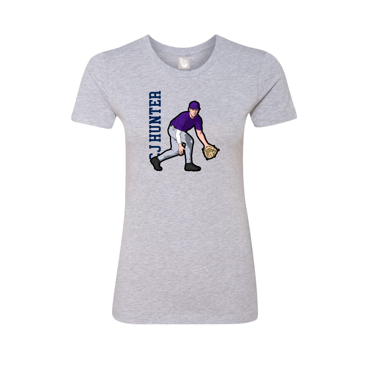 Fitted Women's Tee — Name Vertical in Grey