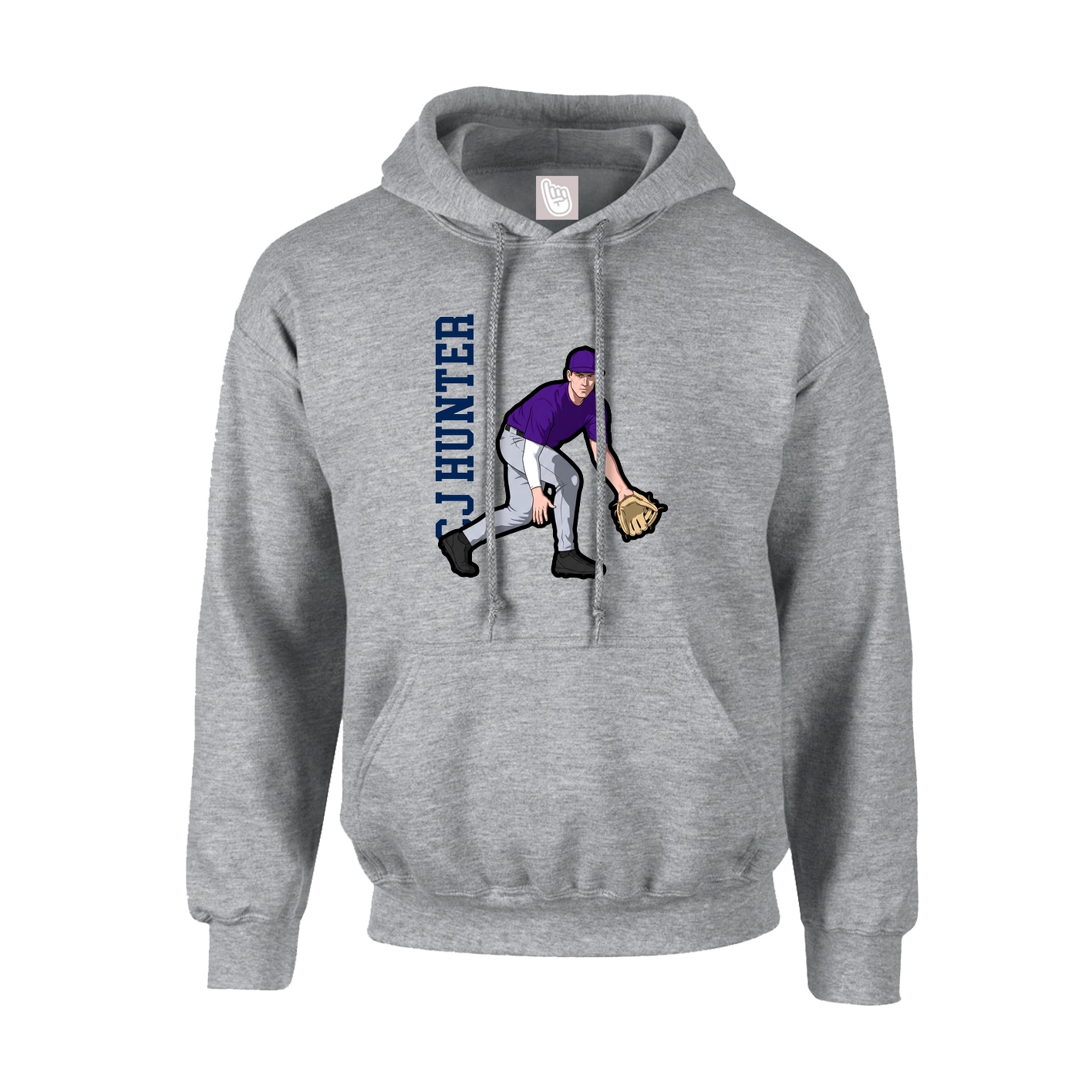 Youth Hoodie — Name Vertical in Grey