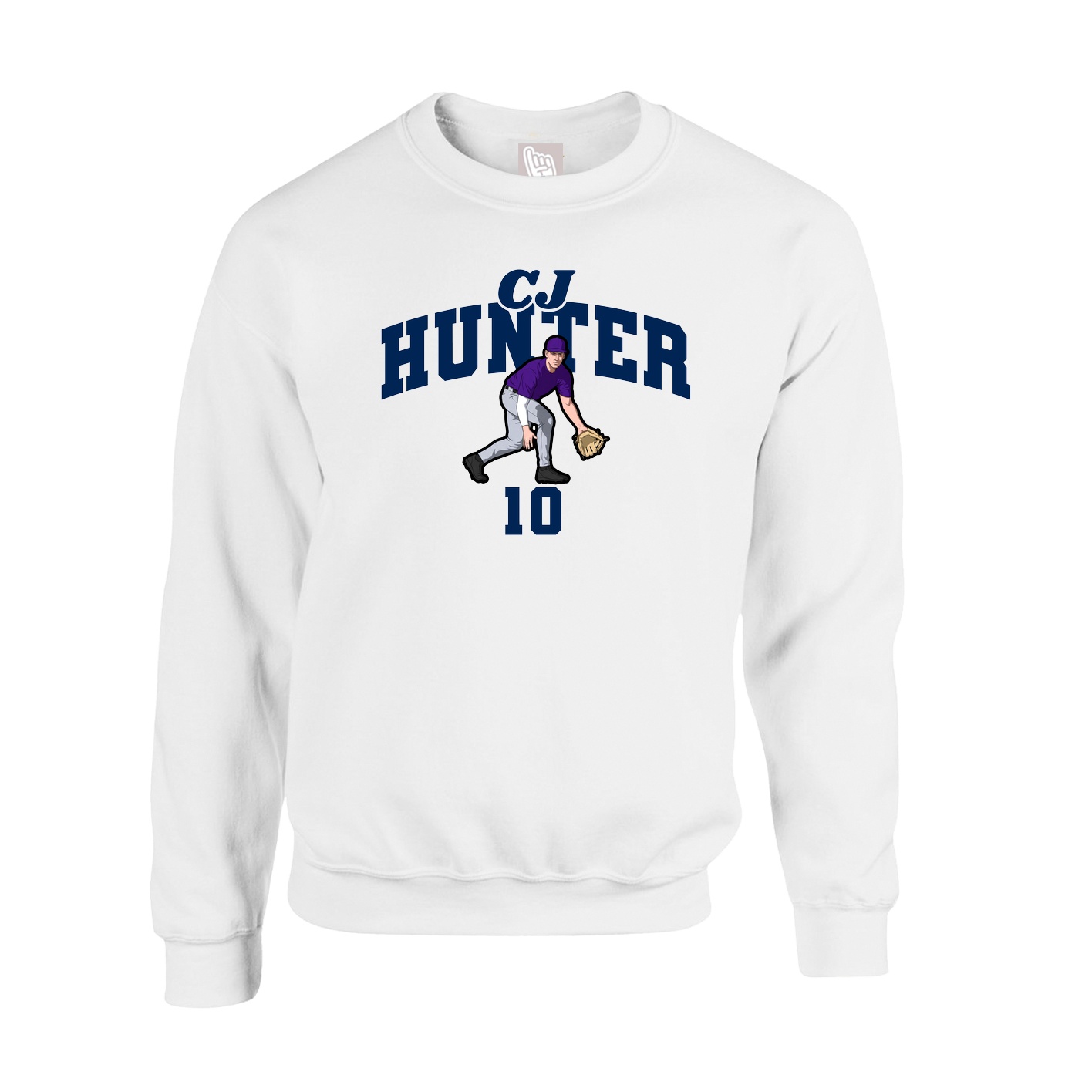 Fleece Crew — Signature Arch in White