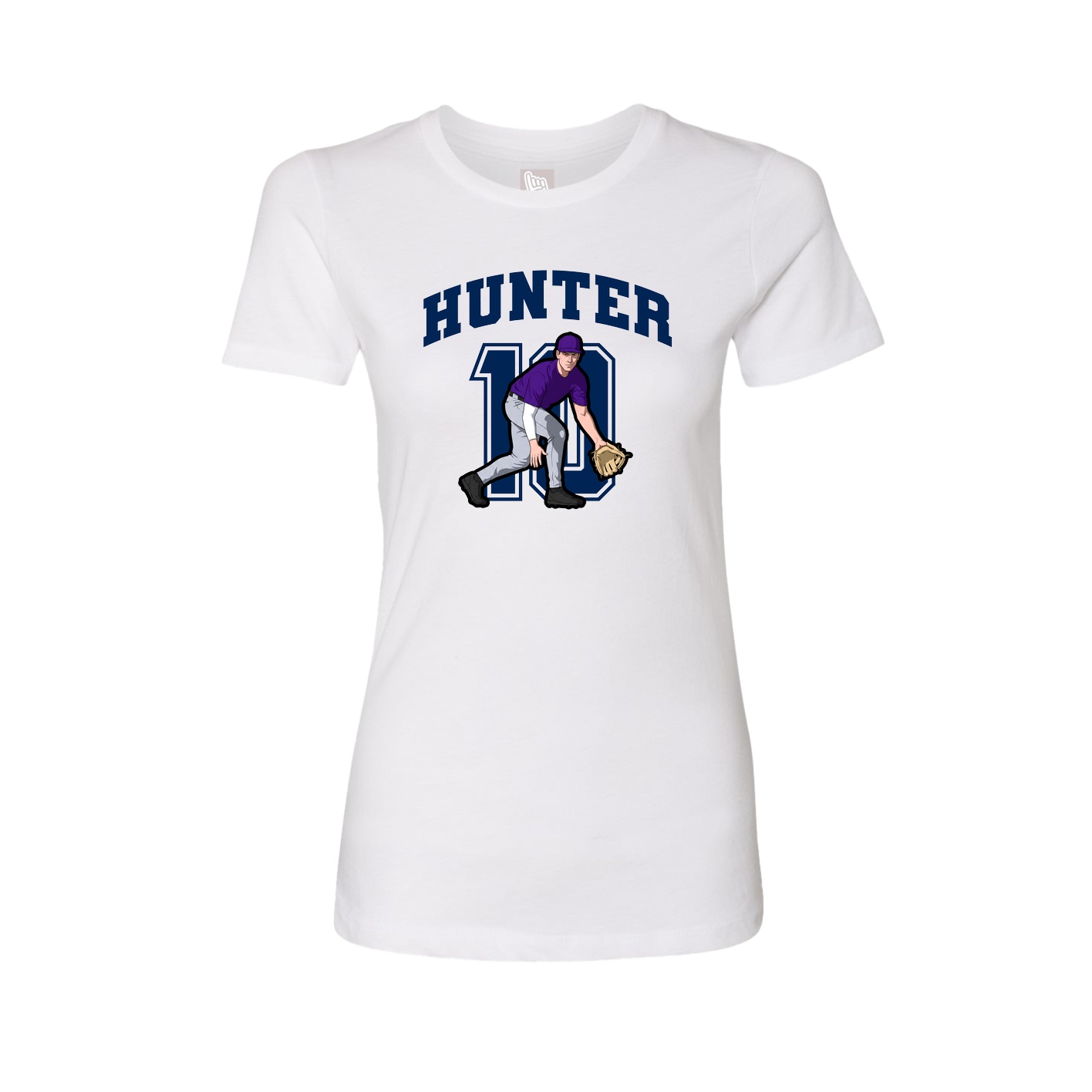 Fitted Women's Tee — Number in White