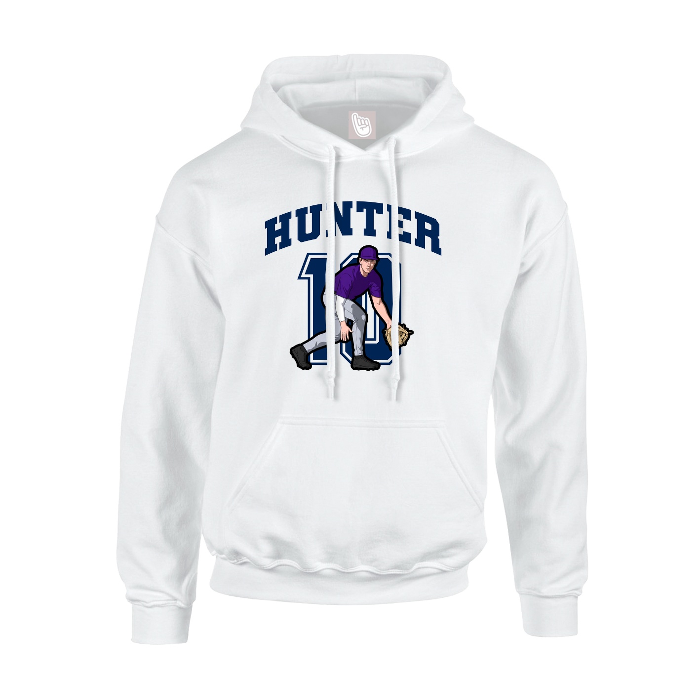 Youth Hoodie — Number in White
